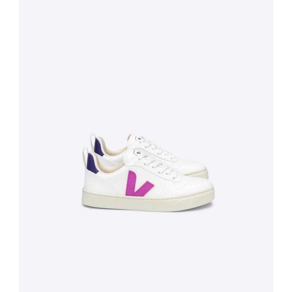 Veja V-10 LACES CWL Kids\' Sneakers White/Purple | NZ 864UZG